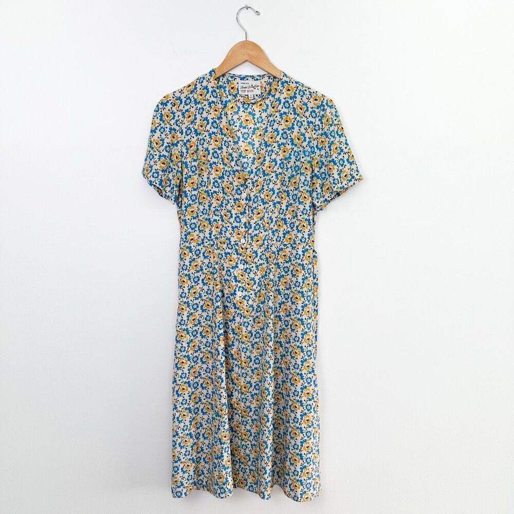 HVN Tender Loving Care by HVN Women’s Floral Rosemary Silk Button Front Midi Dre